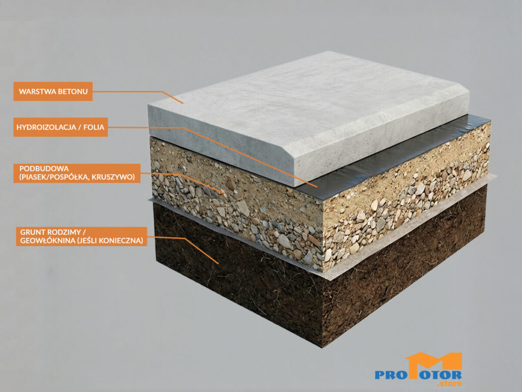 Warstwy tarasu betonowego - jak to wygląda w przekroju 