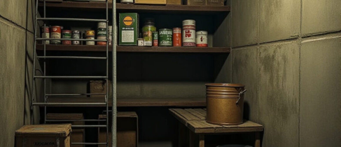 Wnętrze betonowego bunkra