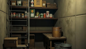 Wnętrze betonowego bunkra